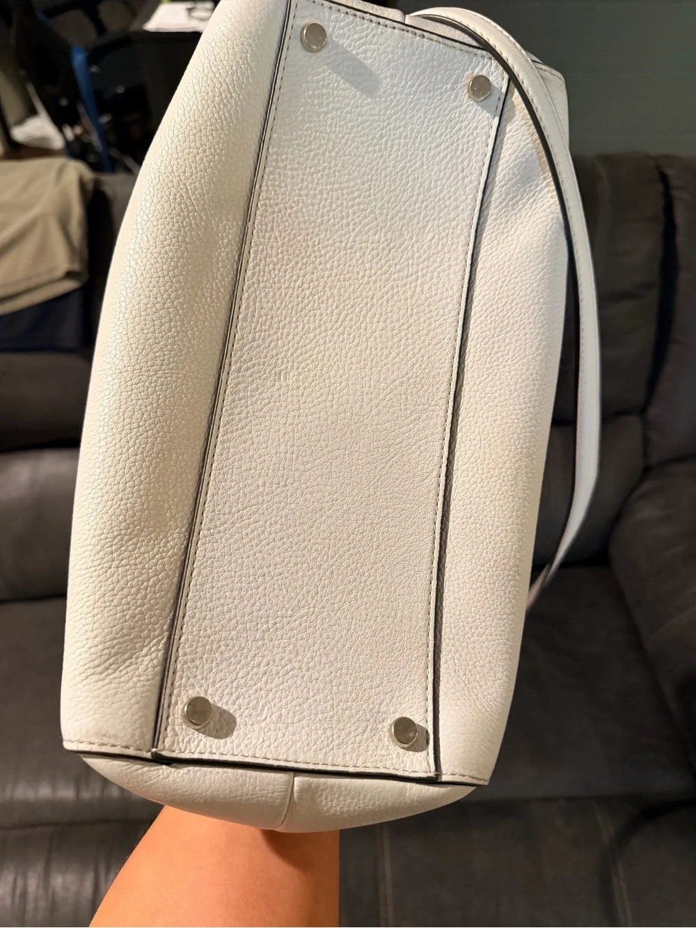 Kate Spade Atwood Place Bayley Cream Pebbled Leather Dome Satchel with Tassel